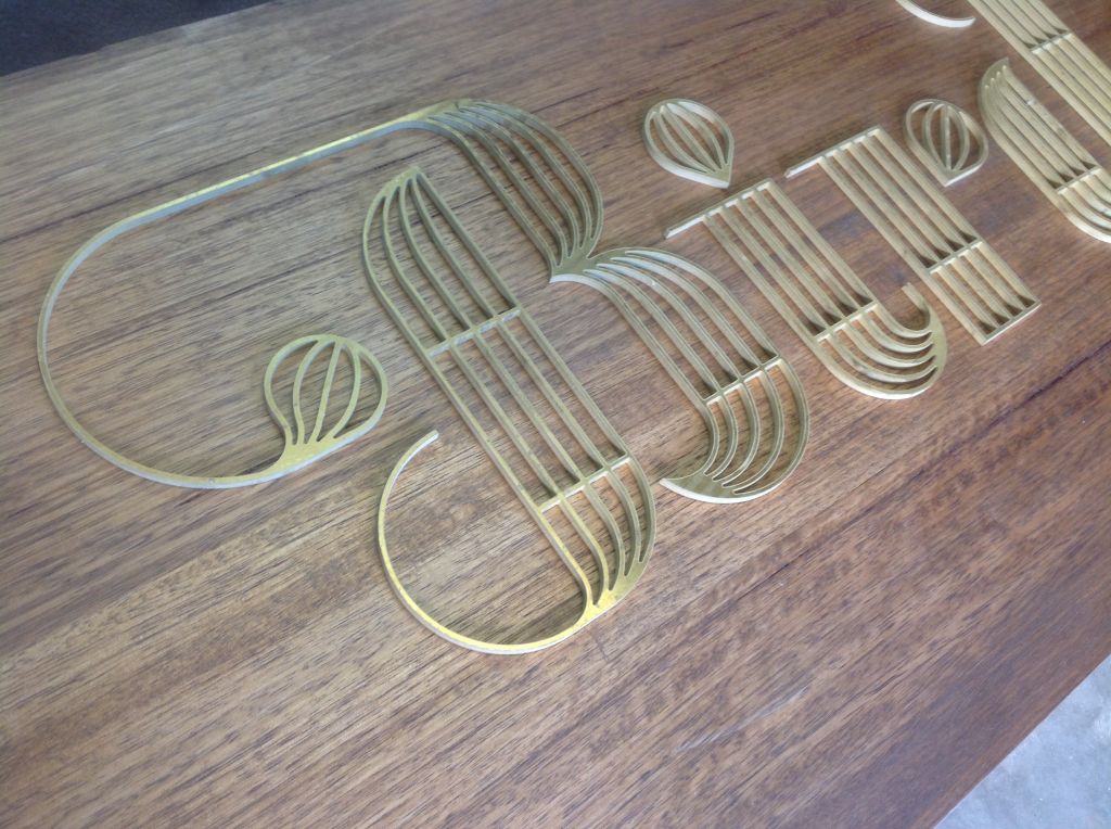 Waterjet cut solid brass letters (3D182)