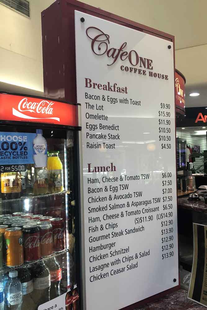 Point of Sale Signs Acrylic Cafe Menu Board