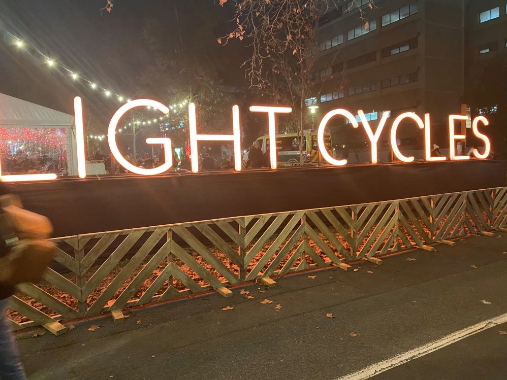 Light Cycles freestanding illuminated letters