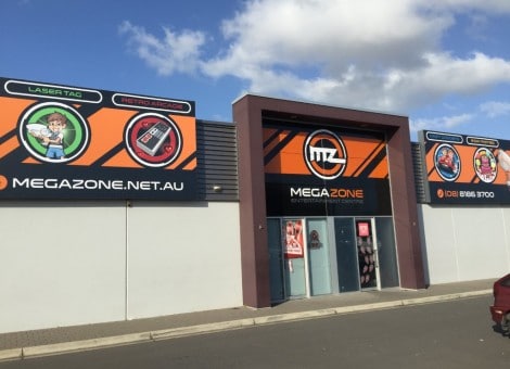 Sign boxes and vinyl signage, Megazone Adelaide