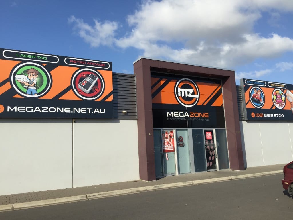 Sign boxes and vinyl signage, Megazone Adelaide